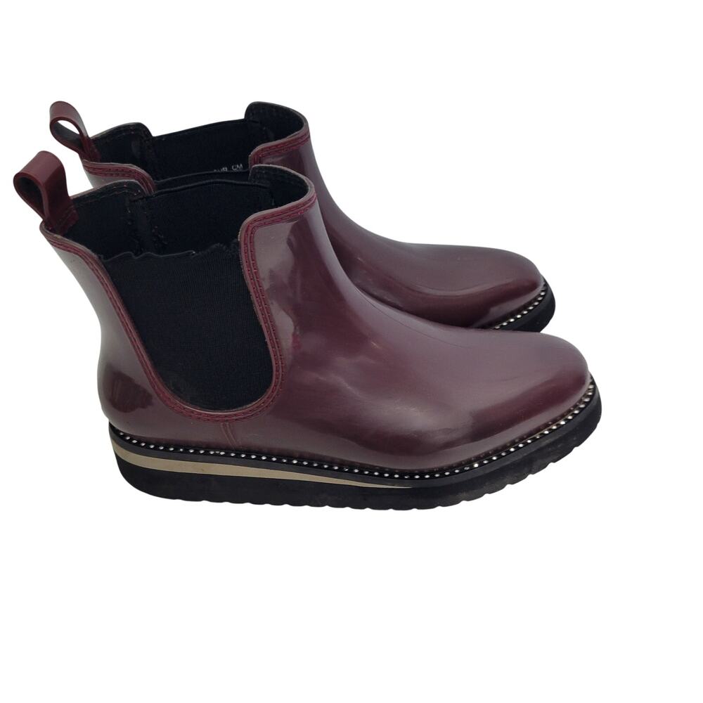 Naturalizer Glossy Rubber Chelsea Brown Rain Ankle Boots Size7M 31026-2858 - Picture 4 of 7